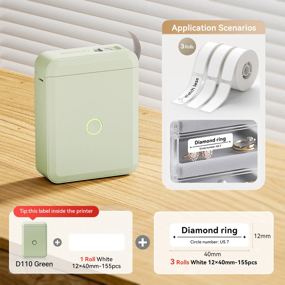 Bluetooth Label Maker | Mini Wireless Thermal Label Printer | Inkless Portable Sticker Machine for Home & Office Organization | NIIMBOT D110