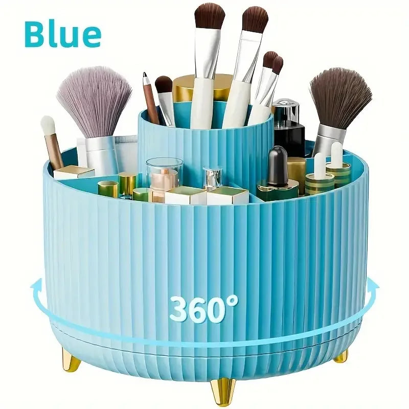 360° Rotating Makeup Organizer | Multi-Compartment Cosmetic Storage Holder | Vanity Organizer for Brushes & Skincare | Makeup, Brushes, and Accessories are NOT Included