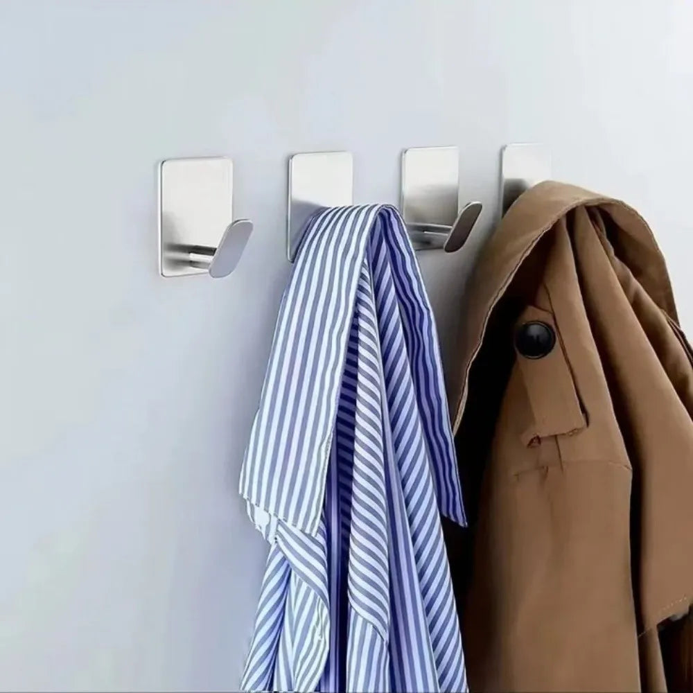 3PCS Stainless Steel Adhesive Wall Hooks | Rustproof No-Drill Hooks | Heavy Duty Home Organizer