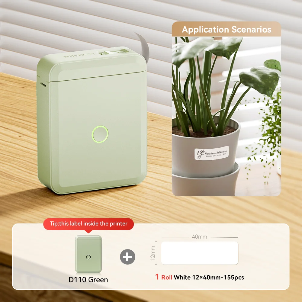 Bluetooth Label Maker | Mini Wireless Thermal Label Printer | Inkless Portable Sticker Machine for Home & Office Organization | NIIMBOT D110