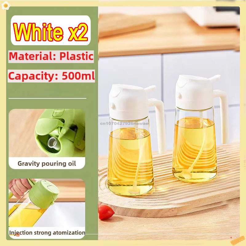 2-in-1 Oil Sprayer & Dispenser Bottle | Refillable Kitchen Oil Spray Bottle | Olive Oil & Cooking Oil Mister for Cooking