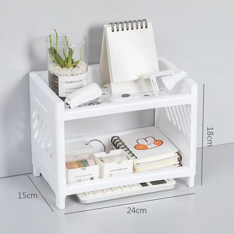 Desktop Storage Rack Organizer | Multi-Layer Stationery & Makeup Organizer | Office Desk Storage | Dorm Room Desktop Organizer