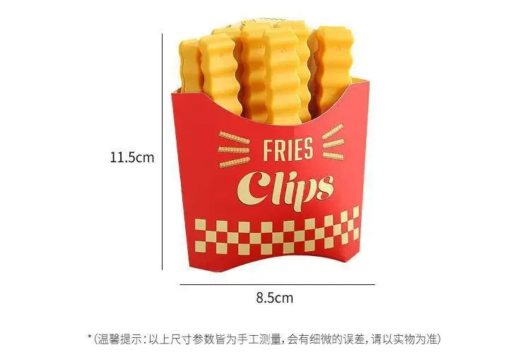 French Fry Bag Clips & Refrigerator Magnet Holder for Storage | 12-Piece Reusable Food Sealing Clips | Moisture-Proof Snack Bag Closures
