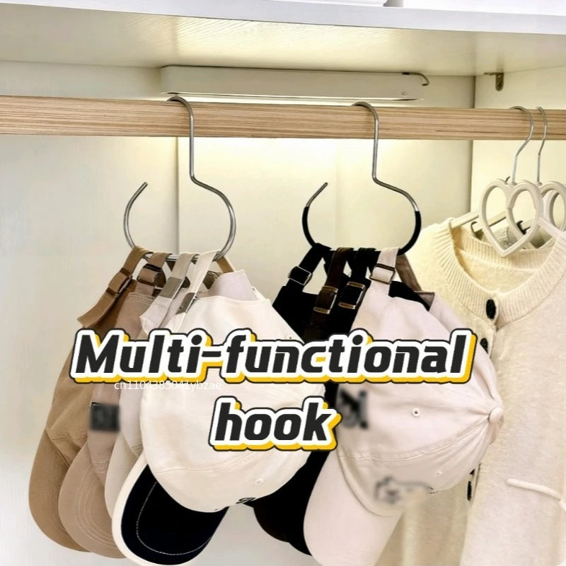 Closet Hanger Organizer | Round Hook Storage | Hat, Scarf, Tie & Bag Organizer | Space-Saving Closet Accessory Hanger