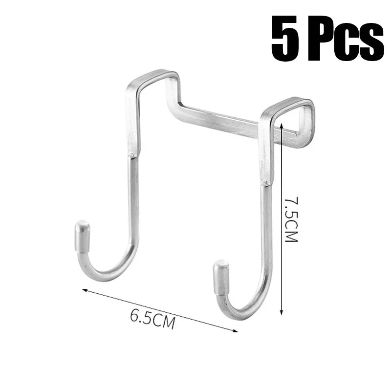 Stainless Steel Double S-Shaped Door Hanger Hooks | Over Door Storage Organizer for Bathroom, Kitchen & Closet | Hooks Only. Towels and Accessories are Not Included