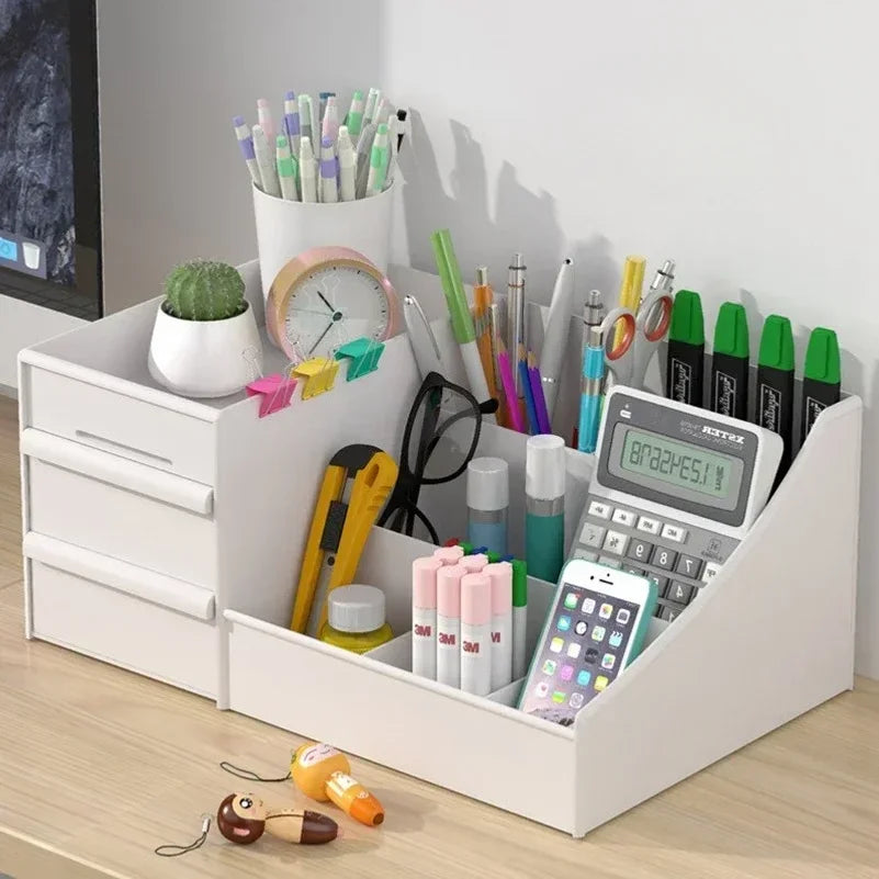 Desktop Storage Box | Makeup & Skincare Organizer | Desk Stationary Storage