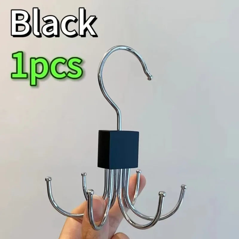 360° Rotating Closet Organizer Hanger | Multi-Hook Scarf, Belt & Tie Rack | Folding Storage Hanger for Bras, Bags, Hats, and More | Space-Saving Closet Organizer