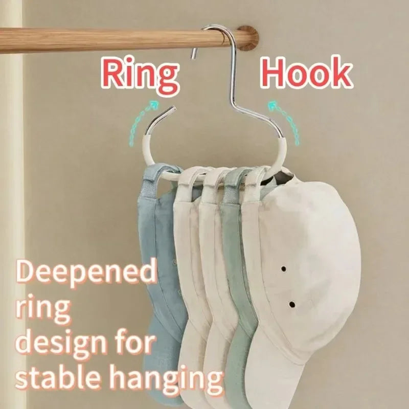 Closet Hanger Organizer | Round Hook Storage | Hat, Scarf, Tie & Bag Organizer | Space-Saving Closet Accessory Hanger