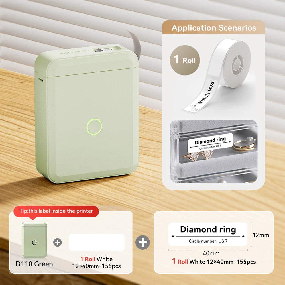 Bluetooth Label Maker | Mini Wireless Thermal Label Printer | Inkless Portable Sticker Machine for Home & Office Organization | NIIMBOT D110