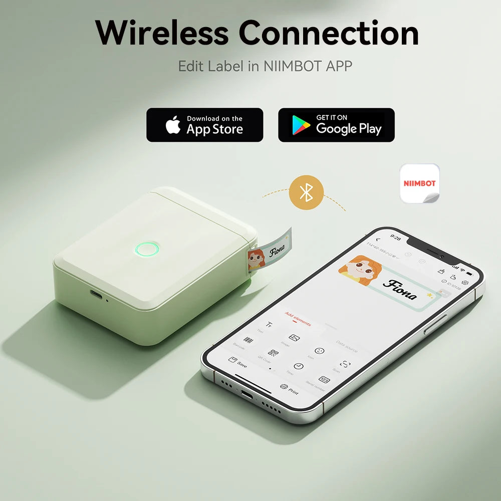 Bluetooth Label Maker | Mini Wireless Thermal Label Printer | Inkless Portable Sticker Machine for Home & Office Organization | NIIMBOT D110