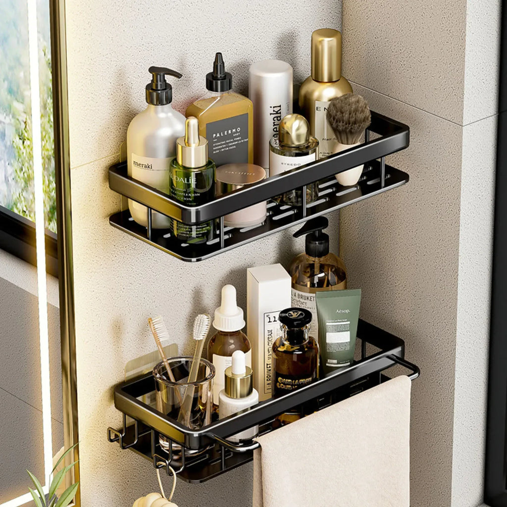 No Drill Bathroom Shelf | Wall Mounted Adhesive Bathroom Organizer for Shower and Wall