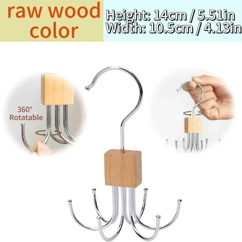 360° Rotating Closet Organizer Hanger | Multi-Hook Scarf, Belt & Tie Rack | Folding Storage Hanger for Bras, Bags, Hats, and More | Space-Saving Closet Organizer