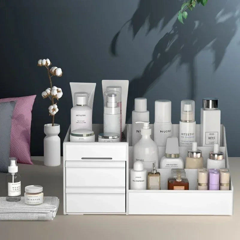 Desktop Storage Box | Makeup & Skincare Organizer | Desk Stationary Storage