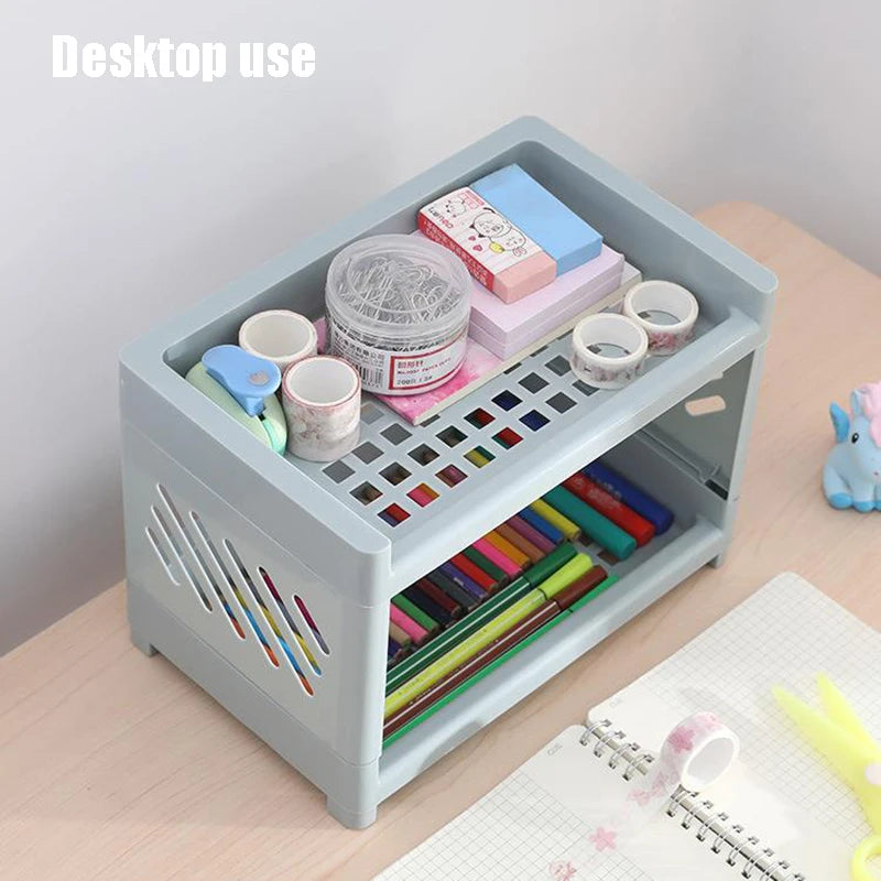 Desktop Storage Rack Organizer | Multi-Layer Stationery & Makeup Organizer | Office Desk Storage | Dorm Room Desktop Organizer