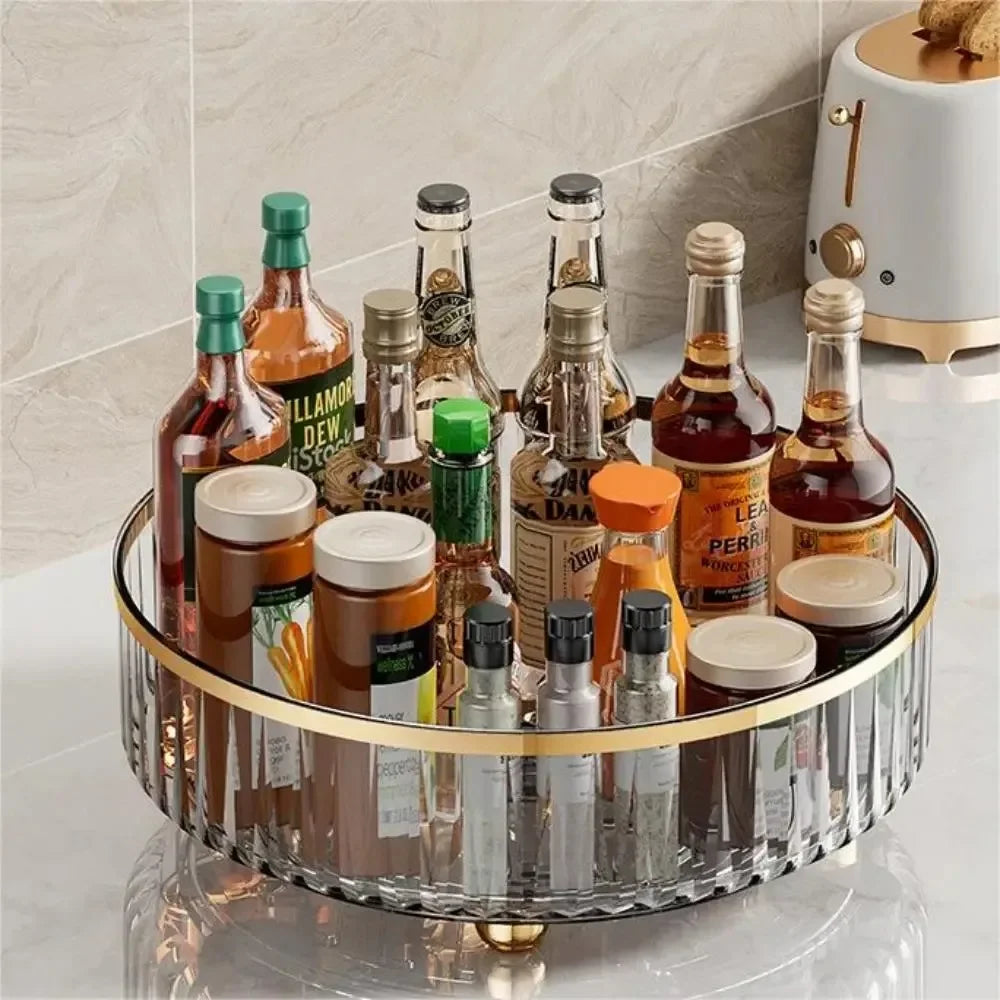 360° Rotating Spice Rack Organizer | Clear Lazy Susan Turntable for Kitchen Cabinets & Pantry | Countertop Seasoning Organizer